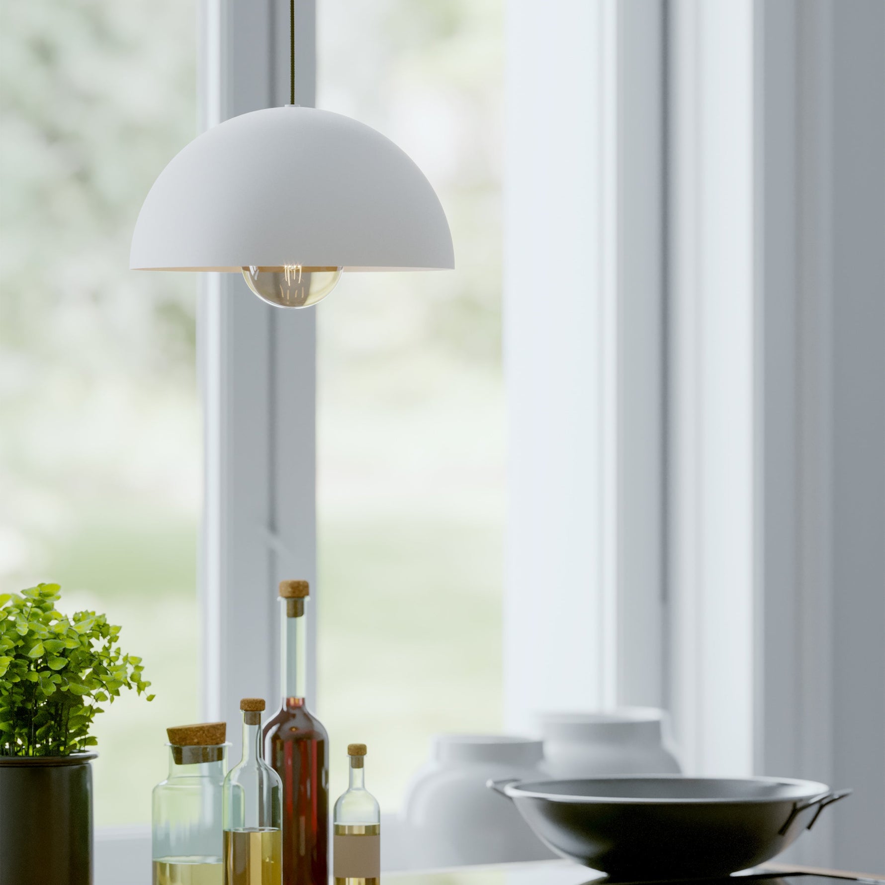 Eglo EU Brenda Pendant Ceiling Light – White & Chrome Finish, Height Adjustable, E27, Indoor Lighting