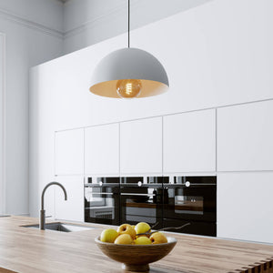 Eglo EU Gaetano White Steel Dome Pendant Light, 38cm