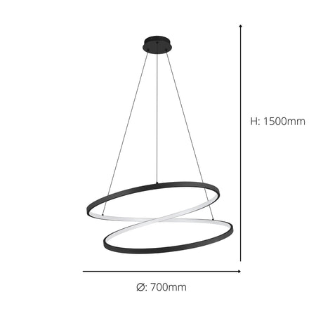Eglo EU Ruotale Modern Black Steel LED Pendant Light