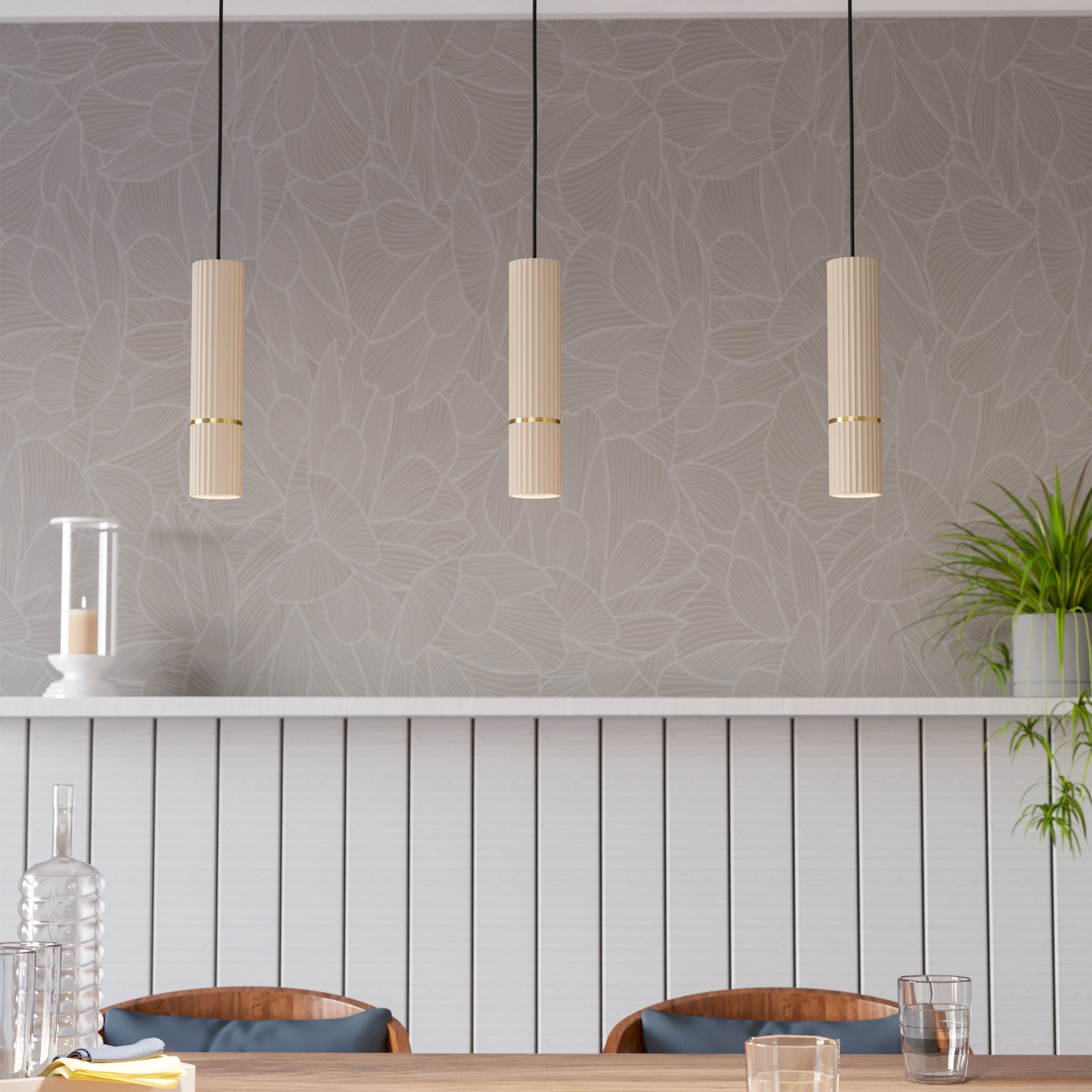Eglo EU Febres Double White Fabric & Steel Shade Traditional Pendant