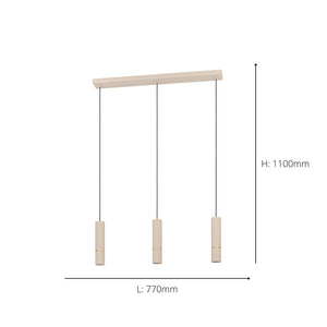 Eglo EU Caminia Sandy Steel Monochrome 3 Light Pendant