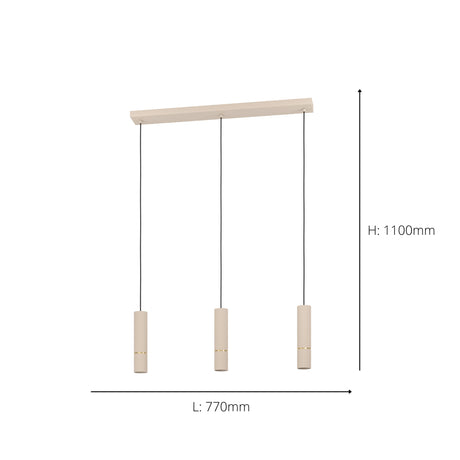 Eglo EU Caminia Sandy Steel Monochrome 3 Light Pendant