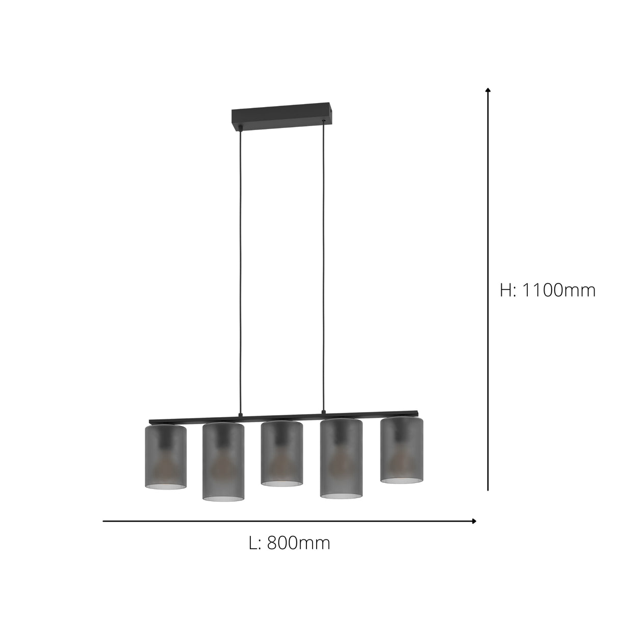 Eglo EU Colomera Black Steel & Glass Modern Minimalist 5-Light Pendant