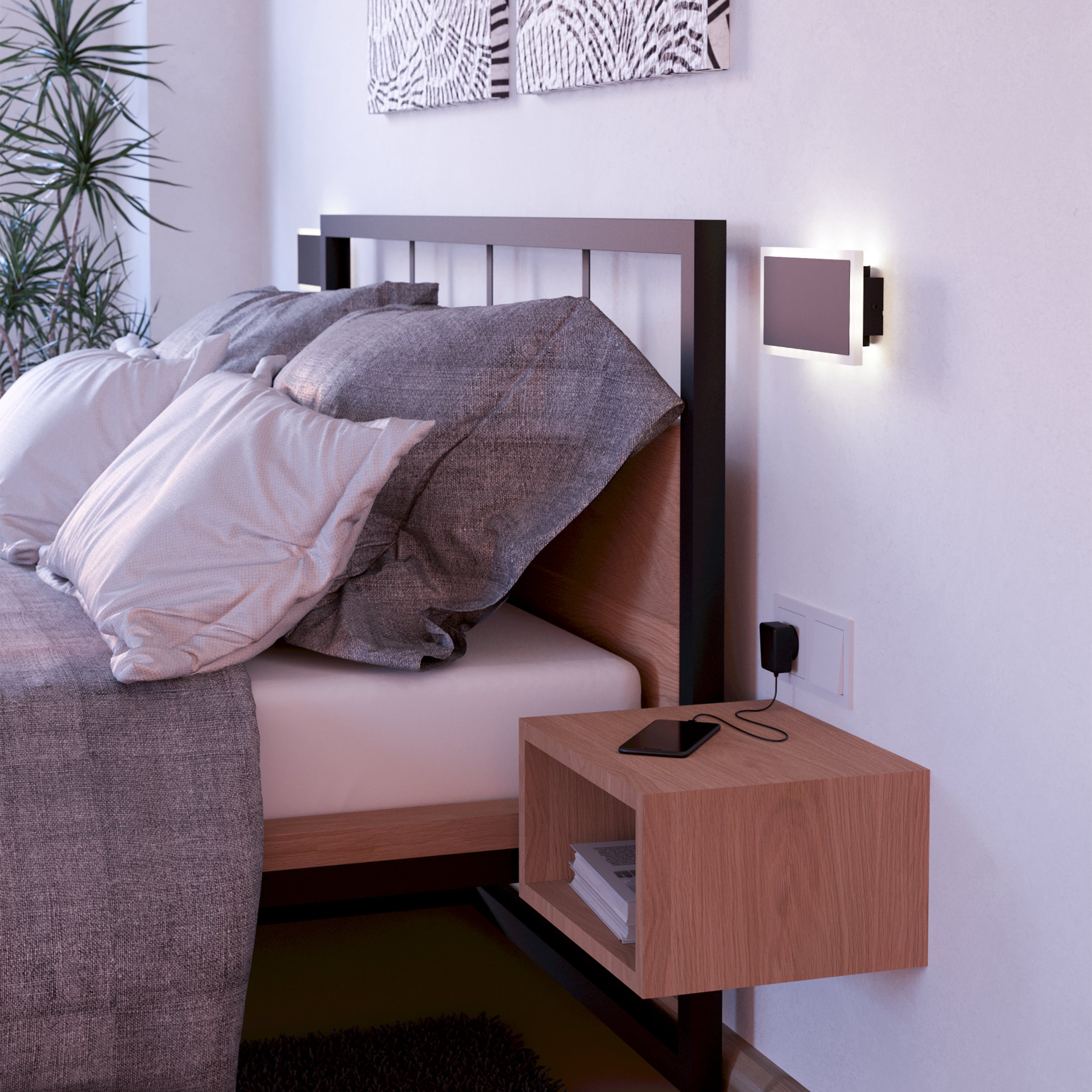 Eglo EU Talamello 1 Black Steel & Plastic LED Wall Light