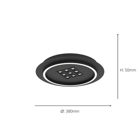 Eglo EU Balazote Steel & Plastic Black LED Round Ceiling Light