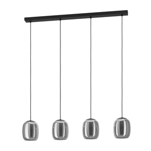 Eglo EU Ciampino Black Steel & Glass Modern 4-Light Pendant