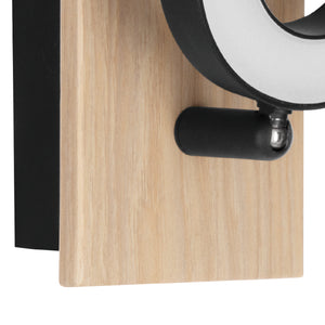 Eglo EU Rielves LED Wood & Black Steel Wall Light