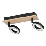 Eglo EU RIELVES Ceiling Spotlight – Natural Wood & Black Steel, Integrated LED, Warm White, Indoor Lighting product image - Endon Lighting from First Light Direct with great prices and fast UK delivery