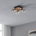 Eglo EU RIELVES Ceiling Spotlight – Wood & Black Steel, 4?Light LED, Warm White, Indoor Lighting product image - Endon Lighting from First Light Direct with great prices and fast UK delivery
