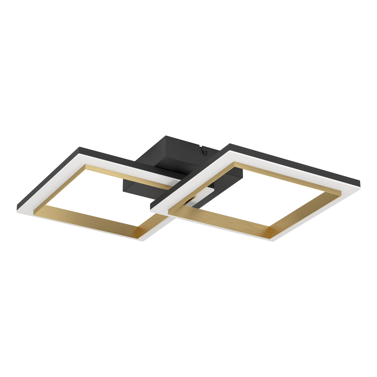 Eglo EU Calliera Black & Brass Steel Dual LED Square Modern Ceiling Light, 52.5cm
