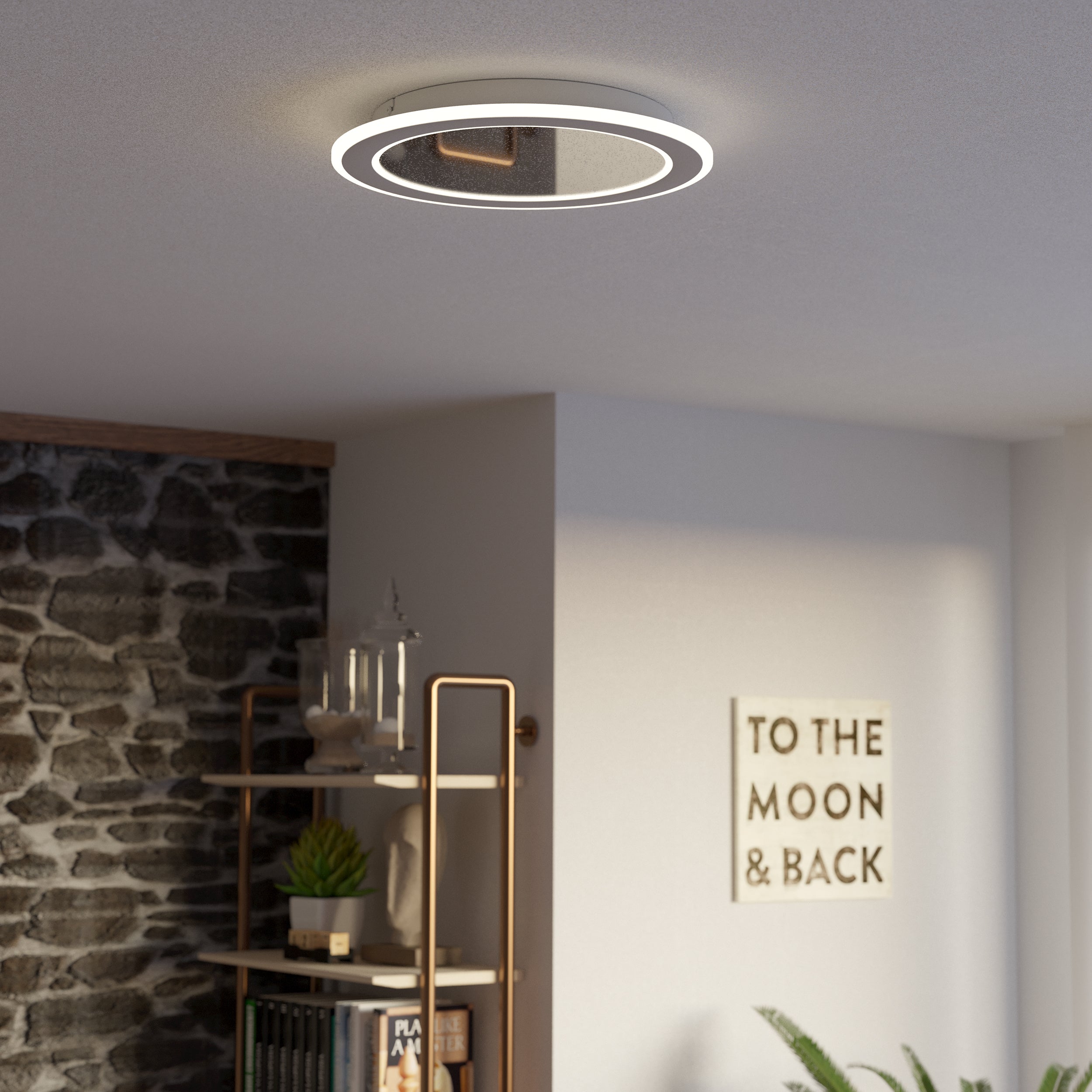 Eglo EU Macchioni LED Square Ceiling Light – White Crystal?Effect Design, Tuneable White 2700–6500K, Remote Control, 380mm Indoor Light product image - Endon Lighting from First Light Direct with great prices and fast UK delivery