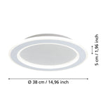 Eglo EU Macchioni LED Ceiling Light – White Crystal?Effect Design, Tuneable White 2700–6500K, Remote Control, 380mm Indoor Light product image - Endon Lighting from First Light Direct with great prices and fast UK delivery