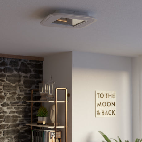 Eglo EU Macchioni LED Square Ceiling Light – White Crystal?Effect Design, Tuneable White 2700–6500K, Remote Control, 380mm Indoor Light