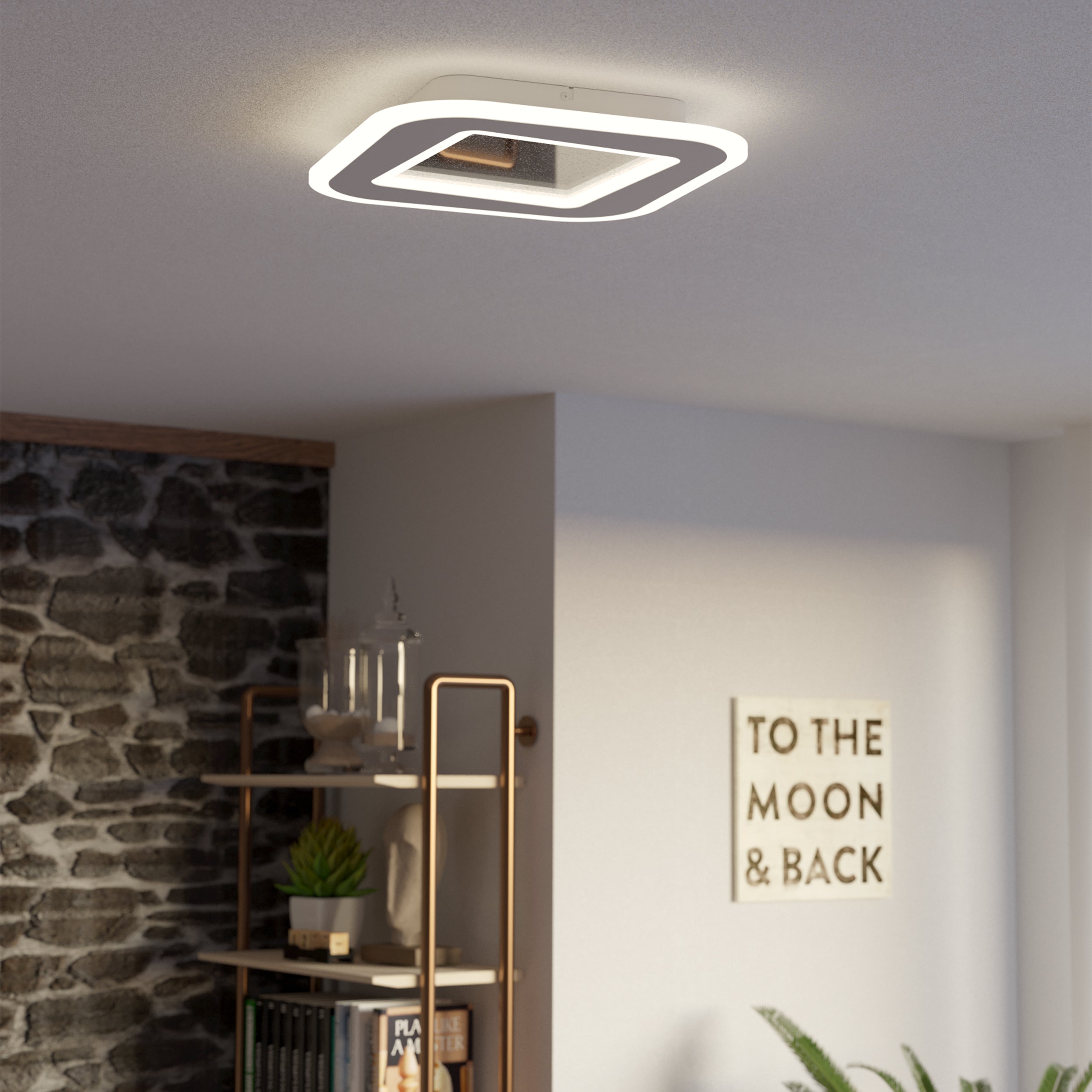Eglo EU Macchioni LED Round Ceiling Light – Black Crystal?Effect Design, Tuneable White 2700–6500K, Remote Control, 380mm Indoor Light product image - Endon Lighting from First Light Direct with great prices and fast UK delivery