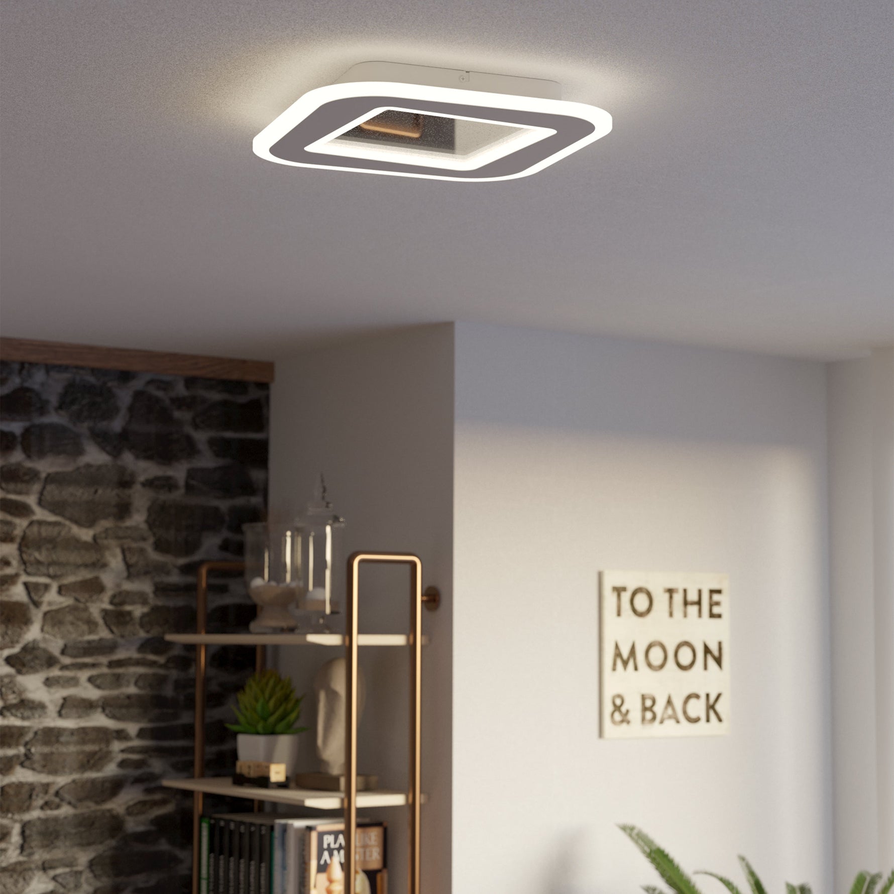 Eglo EU Macchioni LED Round Ceiling Light – Black Crystal?Effect Design, Tuneable White 2700–6500K, Remote Control, 380mm Indoor Light product image - Endon Lighting from First Light Direct with great prices and fast UK delivery