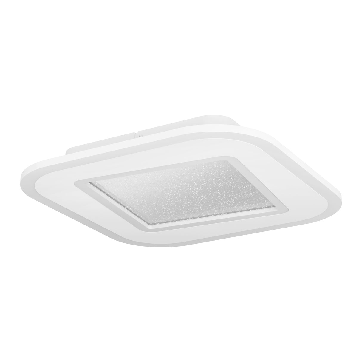 Eglo EU Macchioni LED Square Ceiling Light – White Crystal?Effect Design, Tuneable White 2700–6500K, Remote Control, 380mm Indoor Light