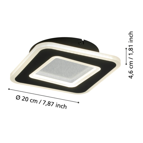 Eglo EU Macchioni LED Square Black/ White Crystal?Effect Design Indoor Wall Light
