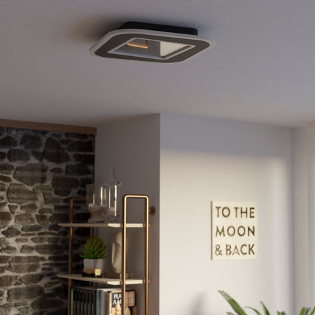 Eglo EU MACCHIONI LED Ceiling Light – Black & White Crystal?Effect Panel, Tuneable White, Remote Control, 2360?lm