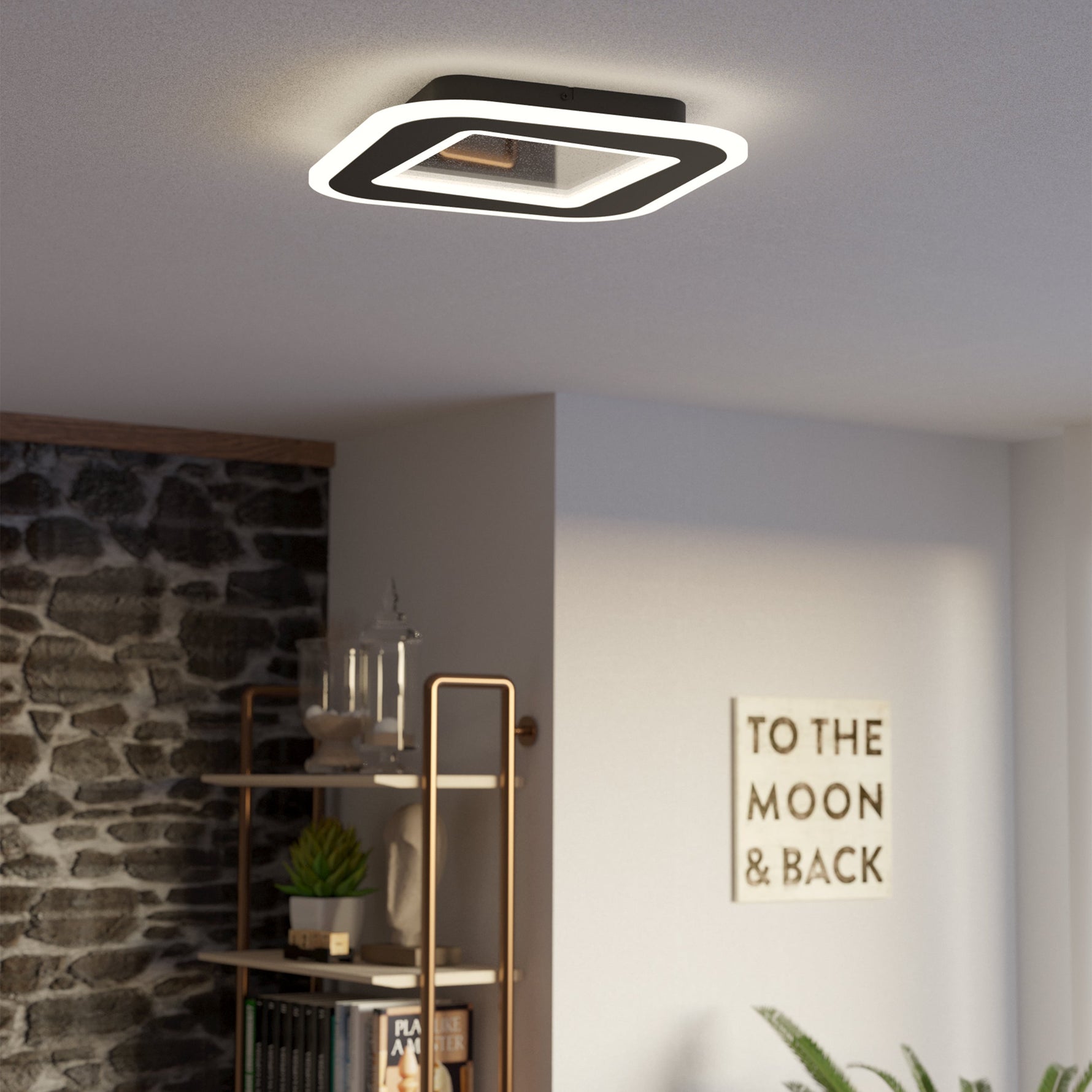 Eglo EU TIRIOLO LED Wall or Ceiling Light – Black & Gold Finish, Dual Light Output, 3250?lm, Indoor Lighting