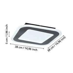 Eglo EU MACCHIONI LED Ceiling Light – Black & White Crystal?Effect Panel, Tuneable White, Remote Control, 2360?lm