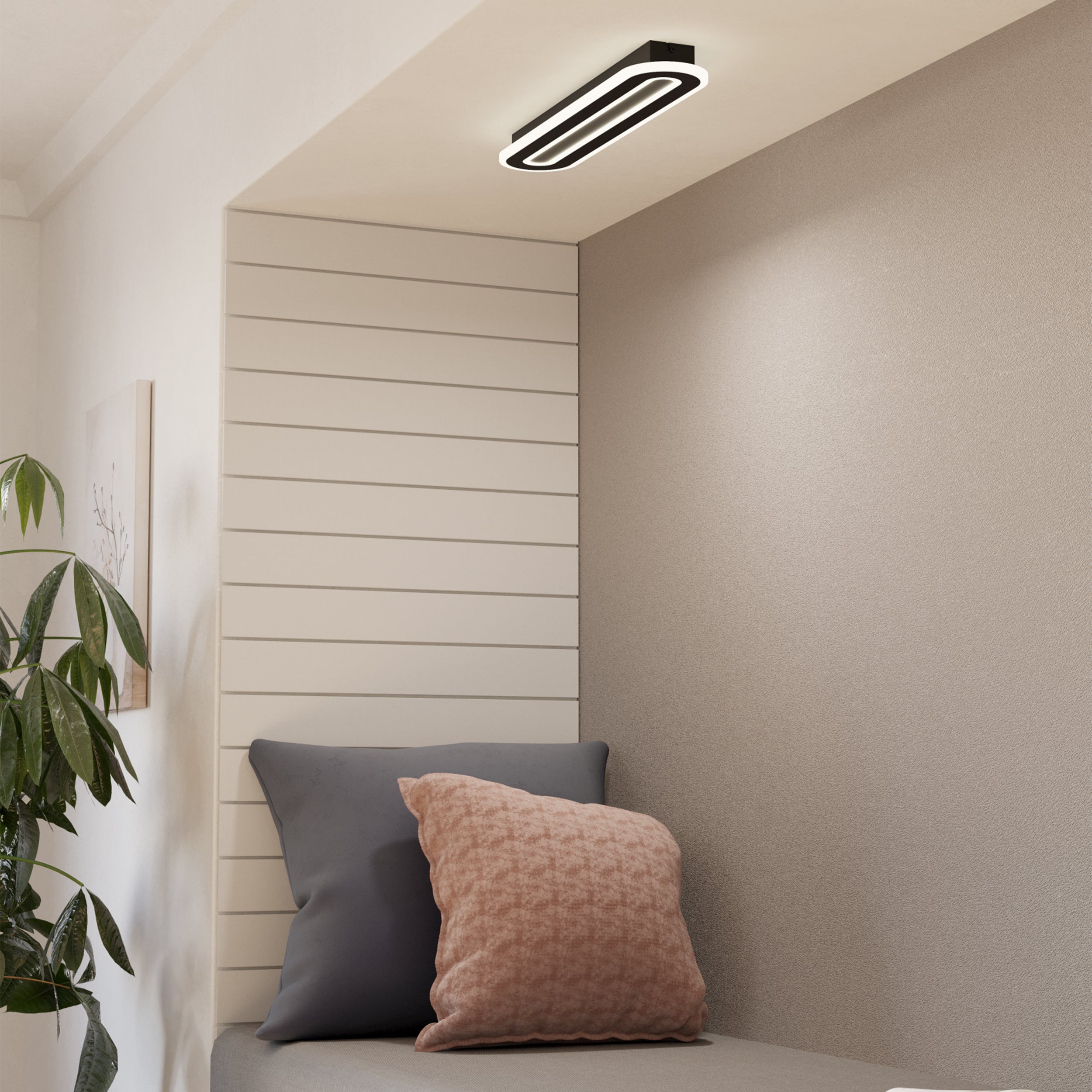 Eglo EU LOMALTAS?Z Smart LED Ceiling Light – Black & Wood Finish, Tuneable White 2700–6500K, App & Remote Control, 770mm Indoor Light product image - Endon Lighting from First Light Direct with great prices and fast UK delivery