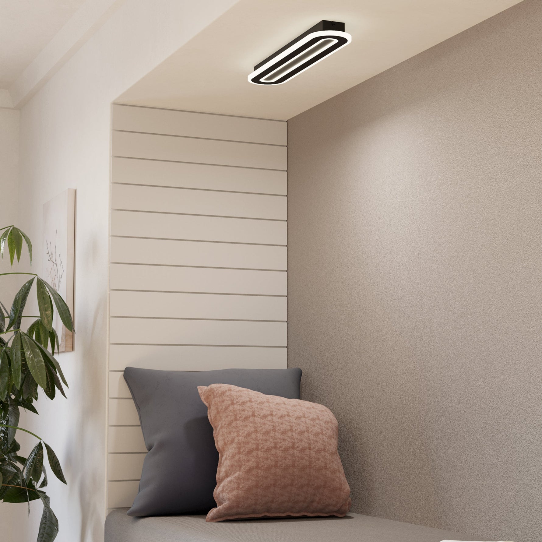 Eglo EU LOMALTAS?Z Smart LED Ceiling Light – Black & Wood Finish, Tuneable White 2700–6500K, App & Remote Control, 770mm Indoor Light product image - Endon Lighting from First Light Direct with great prices and fast UK delivery