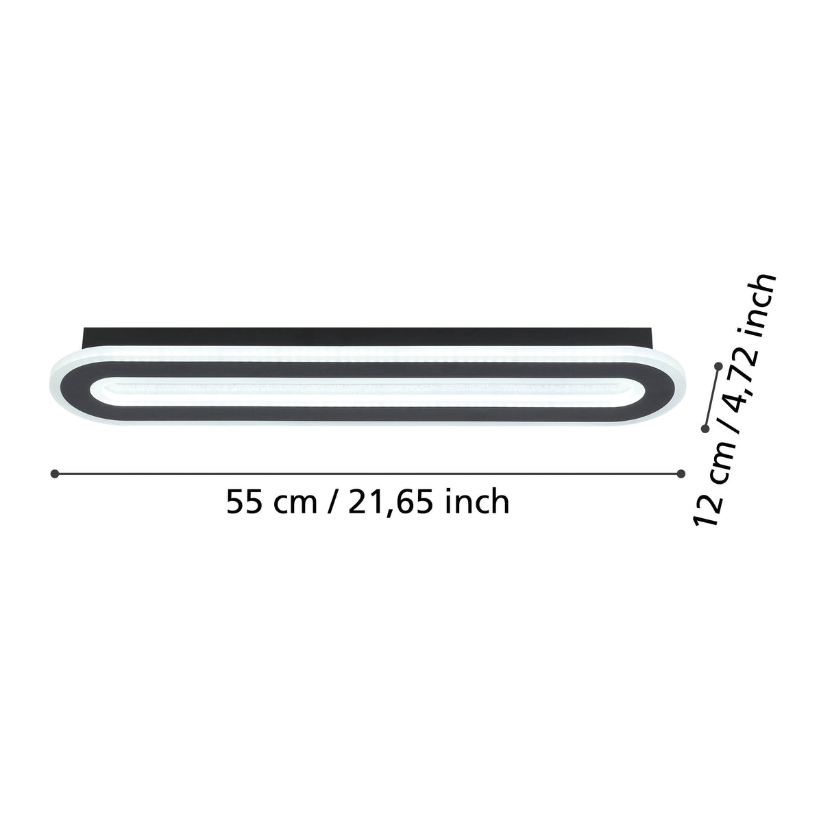 Eglo EU MACCHIONI LED Ceiling Light – Black & White Crystal?Effect Design, Tuneable White 2700–6500K, Remote Control, 550mm Indoor Light