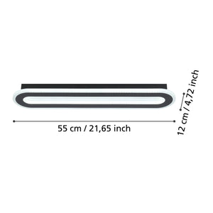 Eglo EU MACCHIONI LED Ceiling Light – Black & White Crystal?Effect Design, Tuneable White 2700–6500K, Remote Control, 550mm Indoor Light
