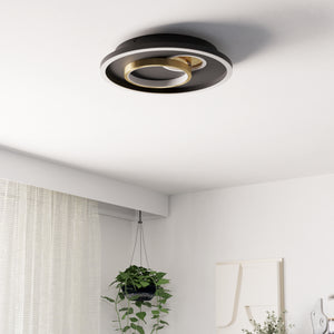 Eglo EU TIRIOLO LED Wall or Ceiling Light – Black & Gold Finish, Dual Light Output, 2850?lm, Indoor Lighting