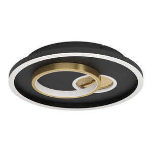Eglo EU TIRIOLO LED Wall or Ceiling Light – Black & Gold Finish, Dual Light Output, 2850?lm, Indoor Lighting
