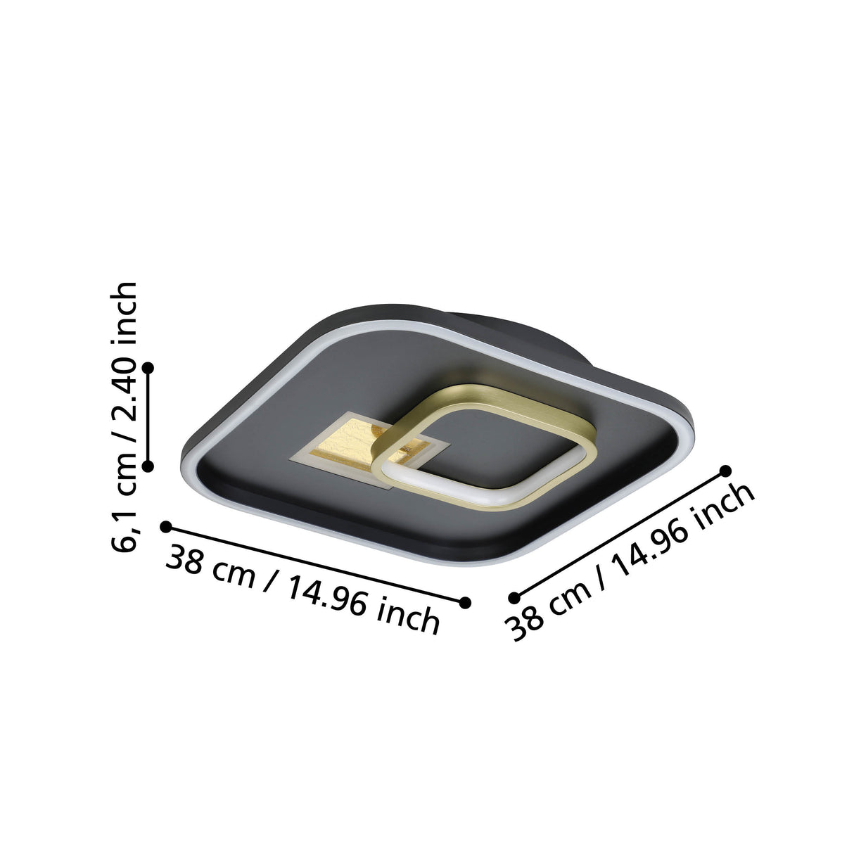 Eglo EU TIRIOLO LED Wall or Ceiling Light – Black & Gold Finish, Dual Light Output, 3250?lm, Indoor Lighting