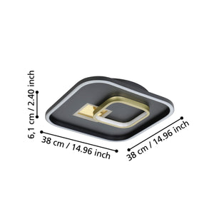Eglo EU TIRIOLO LED Wall or Ceiling Light – Black & Gold Finish, Dual Light Output, 3250?lm, Indoor Lighting