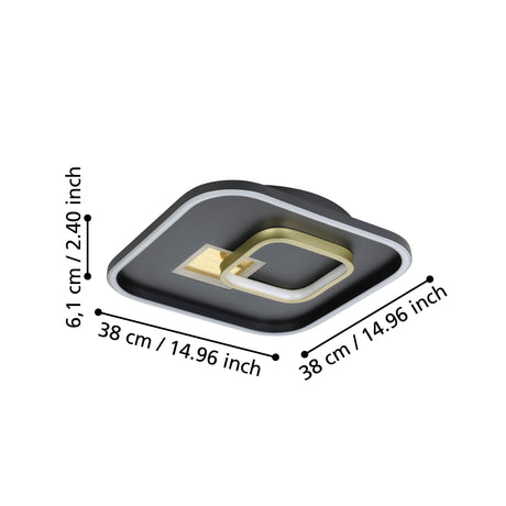 Eglo EU TIRIOLO LED Wall or Ceiling Light – Black & Gold Finish, Dual Light Output, 3250?lm, Indoor Lighting