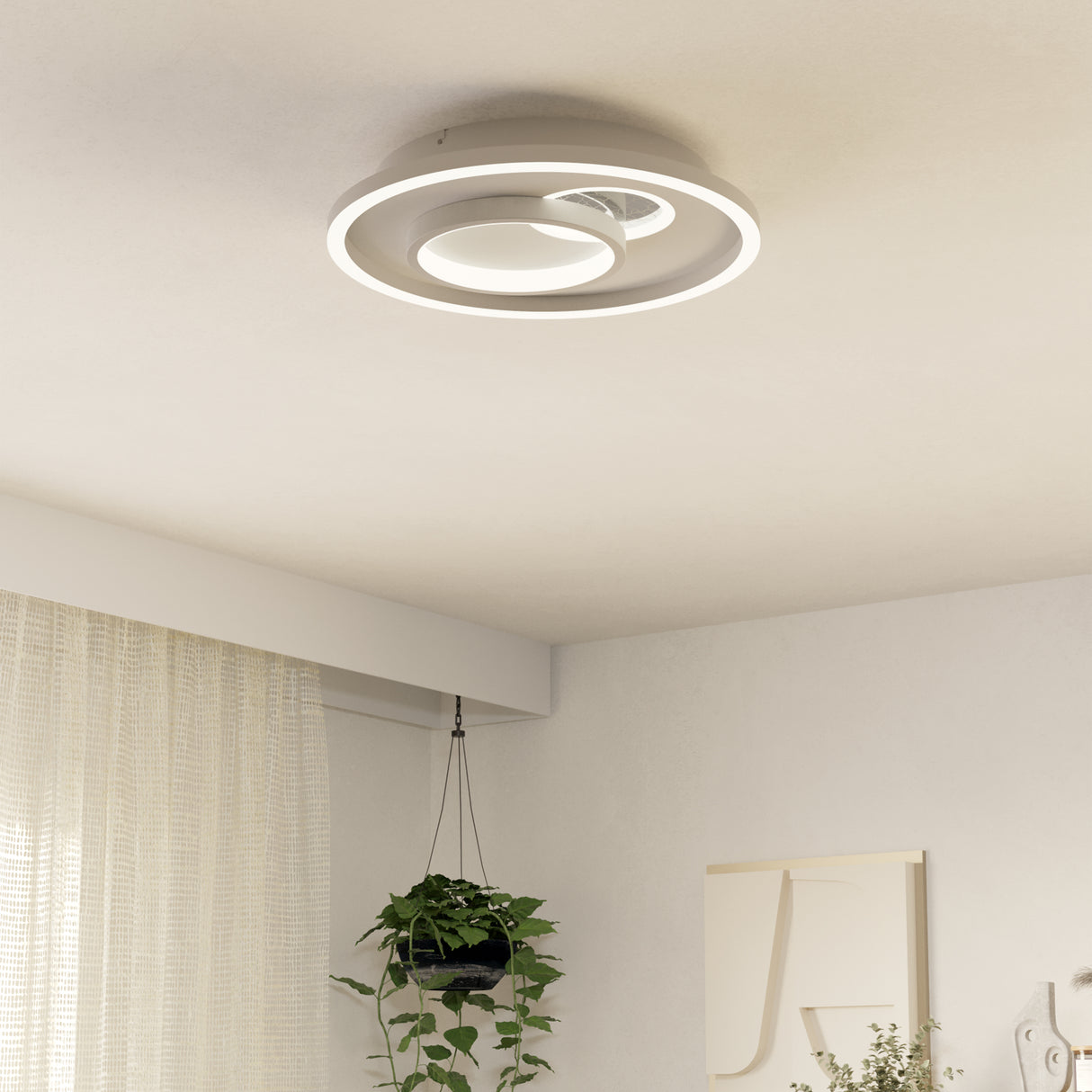 Eglo EU TIRIOLO LED Wall or Ceiling Light – White & Silver Finish, Dual Light Output, 2850?lm, Indoor Lighting