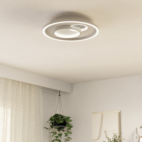 Eglo EU TIRIOLO LED Wall or Ceiling Light – White & Silver Finish, Dual Light Output, 2850?lm, Indoor Lighting