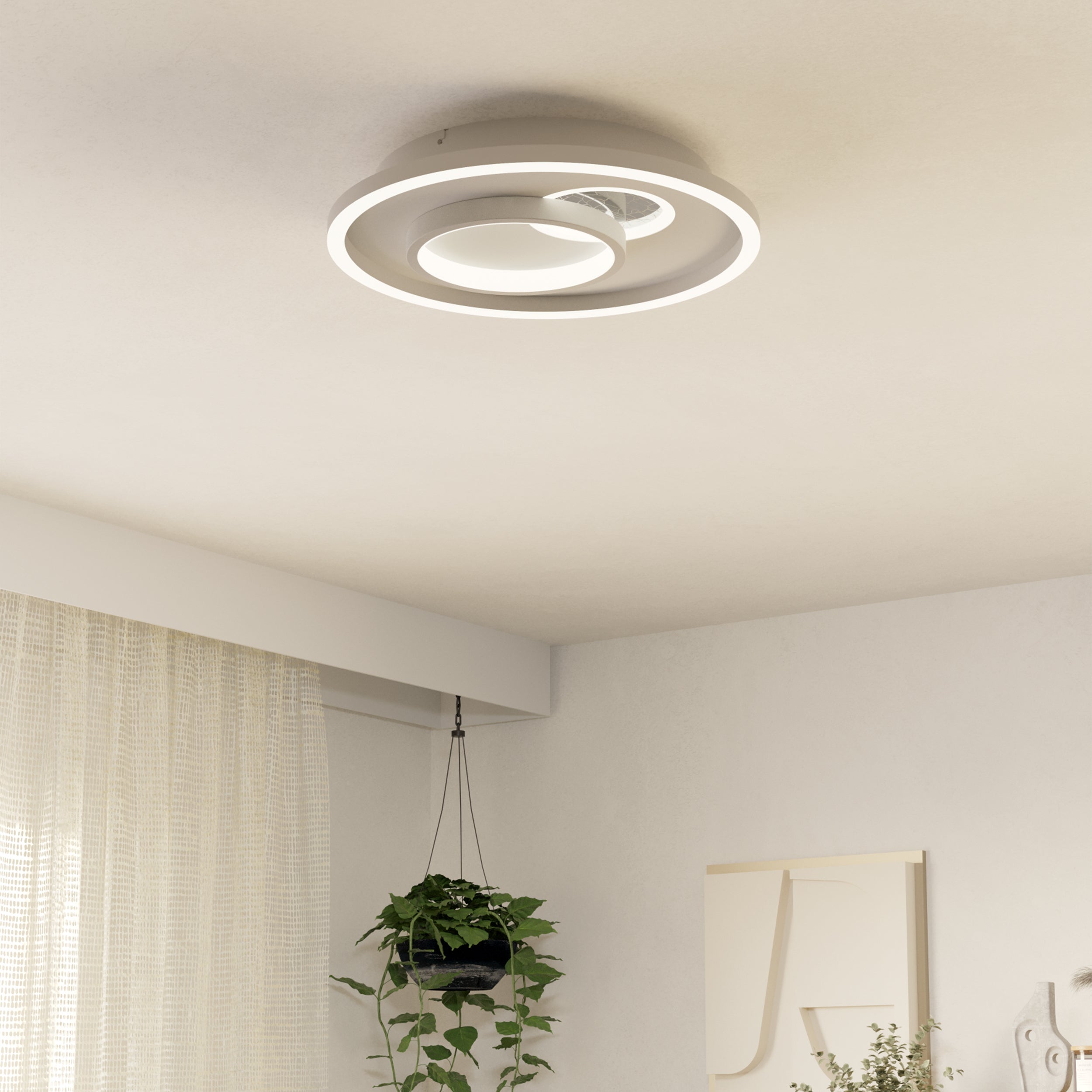 Eglo EU TIRIOLO LED Wall or Ceiling Light – White & Silver Finish, Dual Light Output, 3250?lm, Indoor Lighting