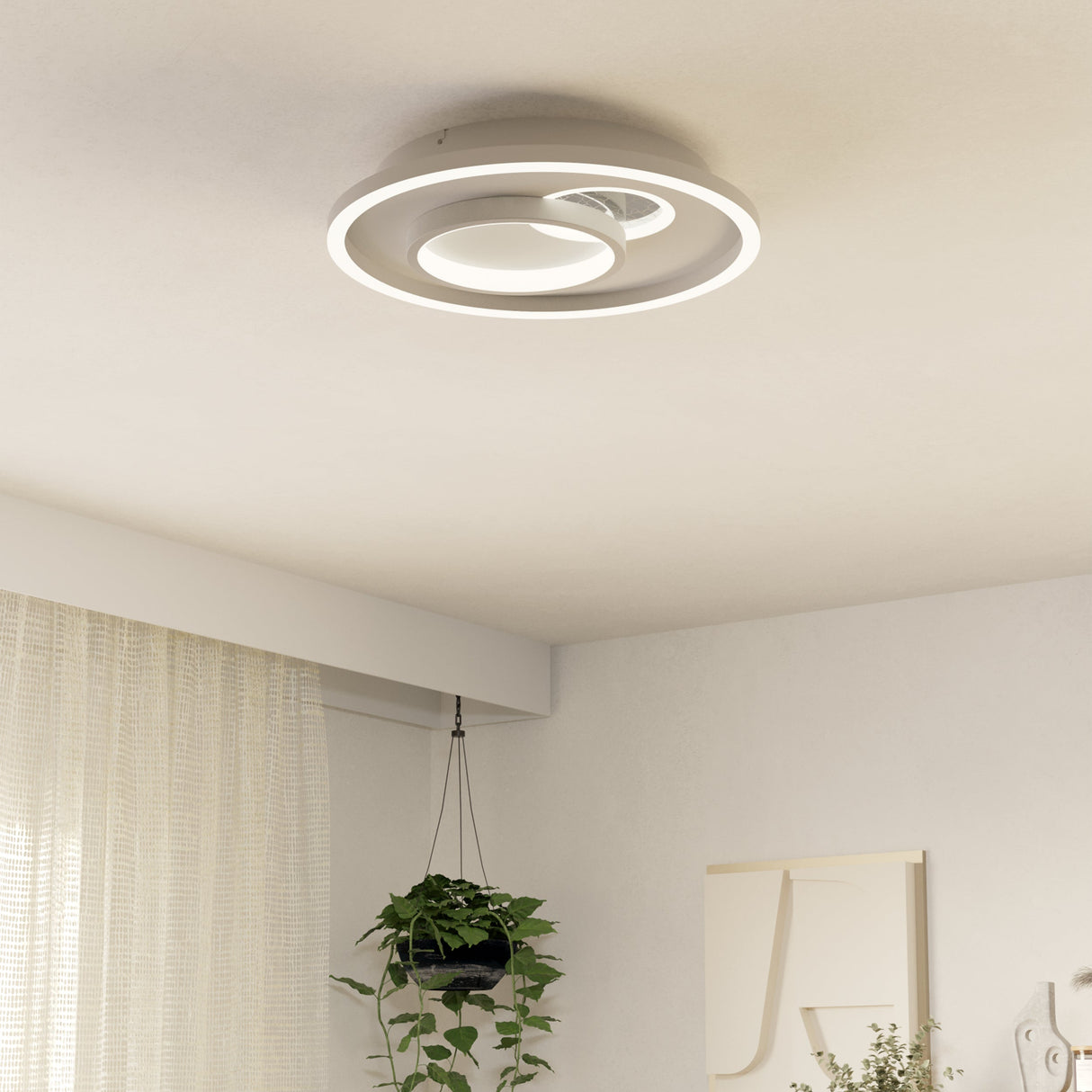 Eglo EU TIRIOLO LED Wall or Ceiling Light – White & Silver Finish, Dual Light Output, 3250?lm, Indoor Lighting