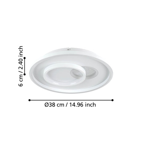 Eglo EU TIRIOLO LED Wall or Ceiling Light – White & Silver Finish, Dual Light Output, 2850?lm, Indoor Lighting