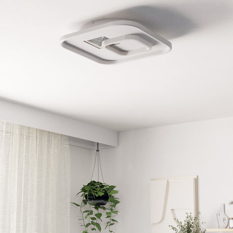 Eglo EU TIRIOLO LED Wall or Ceiling Light – White & Silver Finish, Dual Light Output, 3250?lm, Indoor Lighting