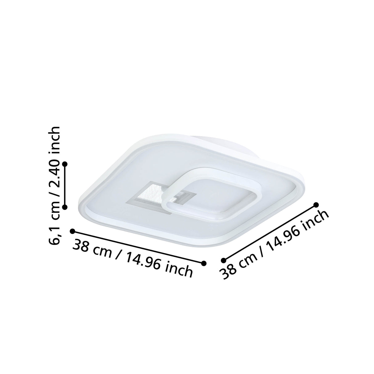 Eglo EU TIRIOLO LED Wall or Ceiling Light – White & Silver Finish, Dual Light Output, 3250?lm, Indoor Lighting