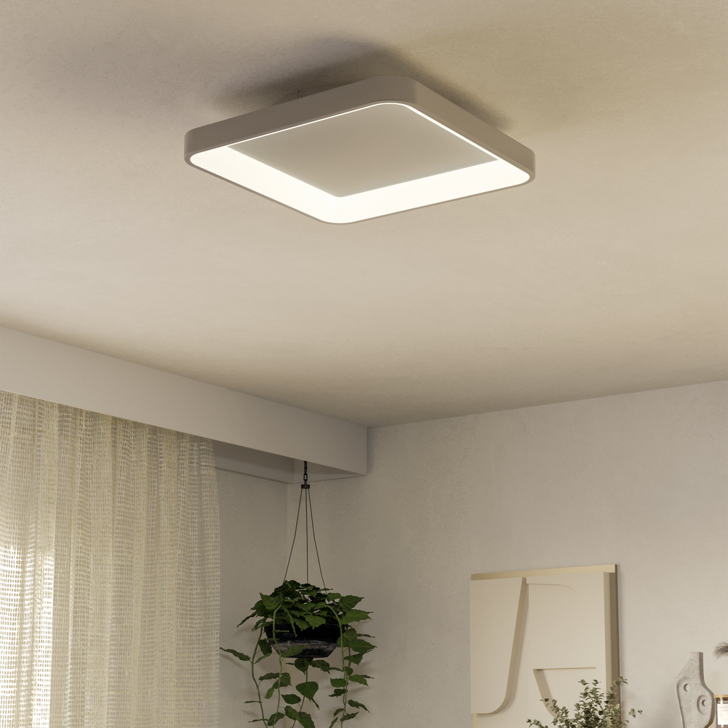Eglo EU Loretello Steel LED Modern Ceiling Light, White Square 35cm product image - Endon Lighting from First Light Direct with great prices and fast UK delivery