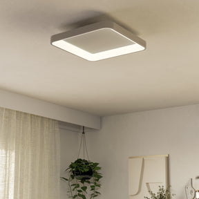 Eglo EU Loretello Steel LED Modern Ceiling Light, White Square 35cm