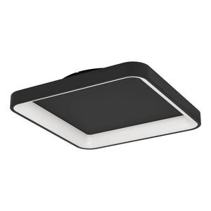 Eglo EU Loretello Steel LED Modern Ceiling Light, Black Square 35cm
