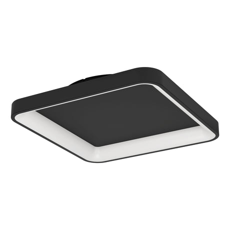Eglo EU Loretello Steel LED Modern Ceiling Light, Black Square 35cm
