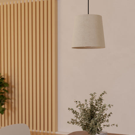 Eglo EU FEBRES Pendant Light – Black Steel with White Fabric Shade, E27, Indoor Lighting