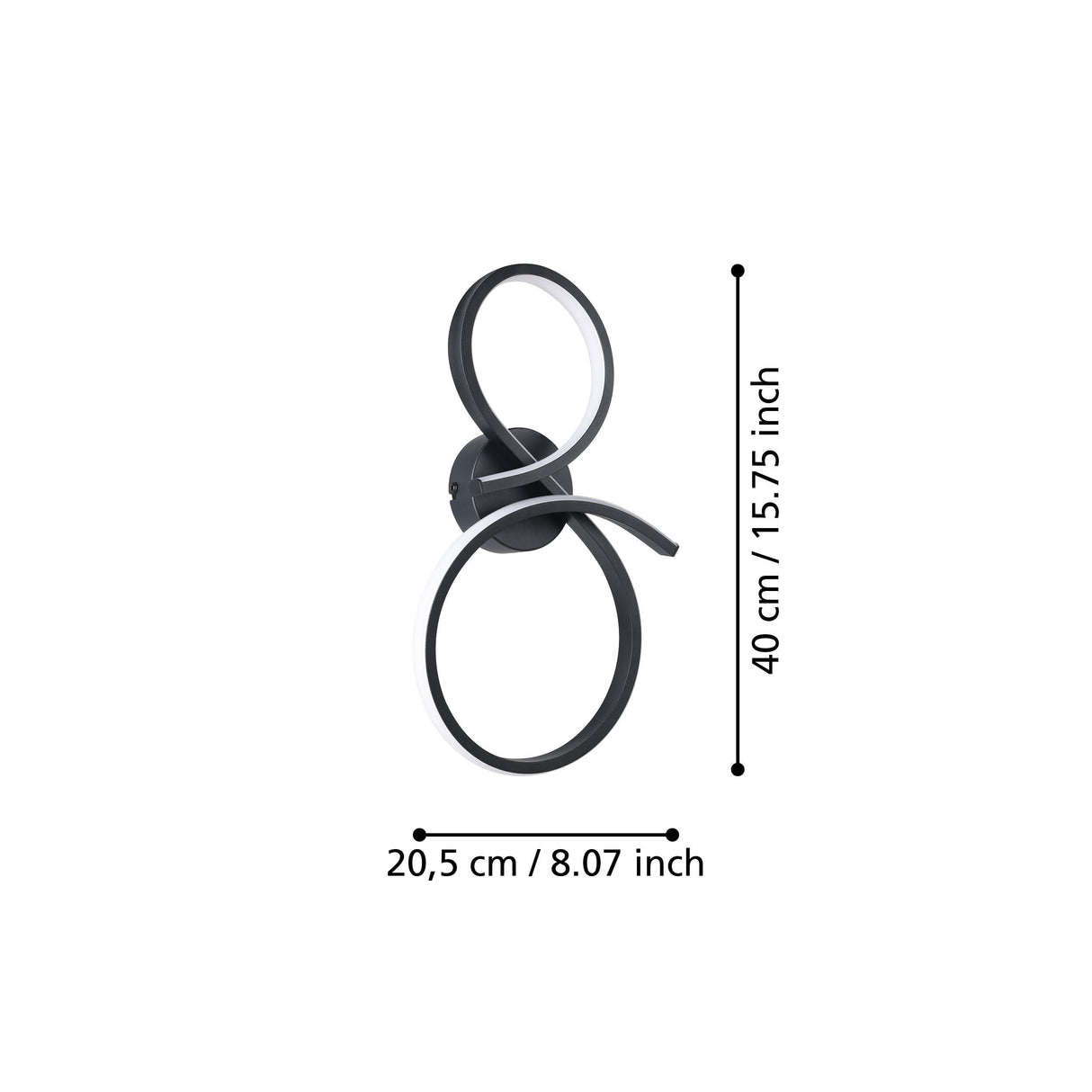 Eglo EU Serpins Black Aluminium & Steel Modern Wall Light