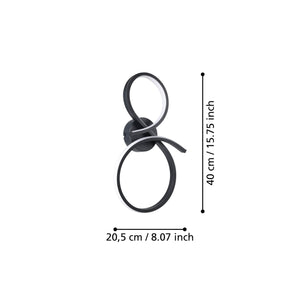 Eglo EU Serpins Black Aluminium & Steel Modern Wall Light