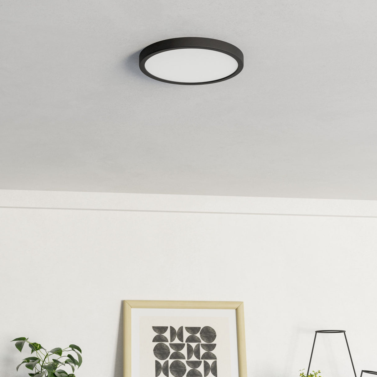 Eglo EU Fueva 6 Black Plastic LED Round Ceiling Light, 27.8cm