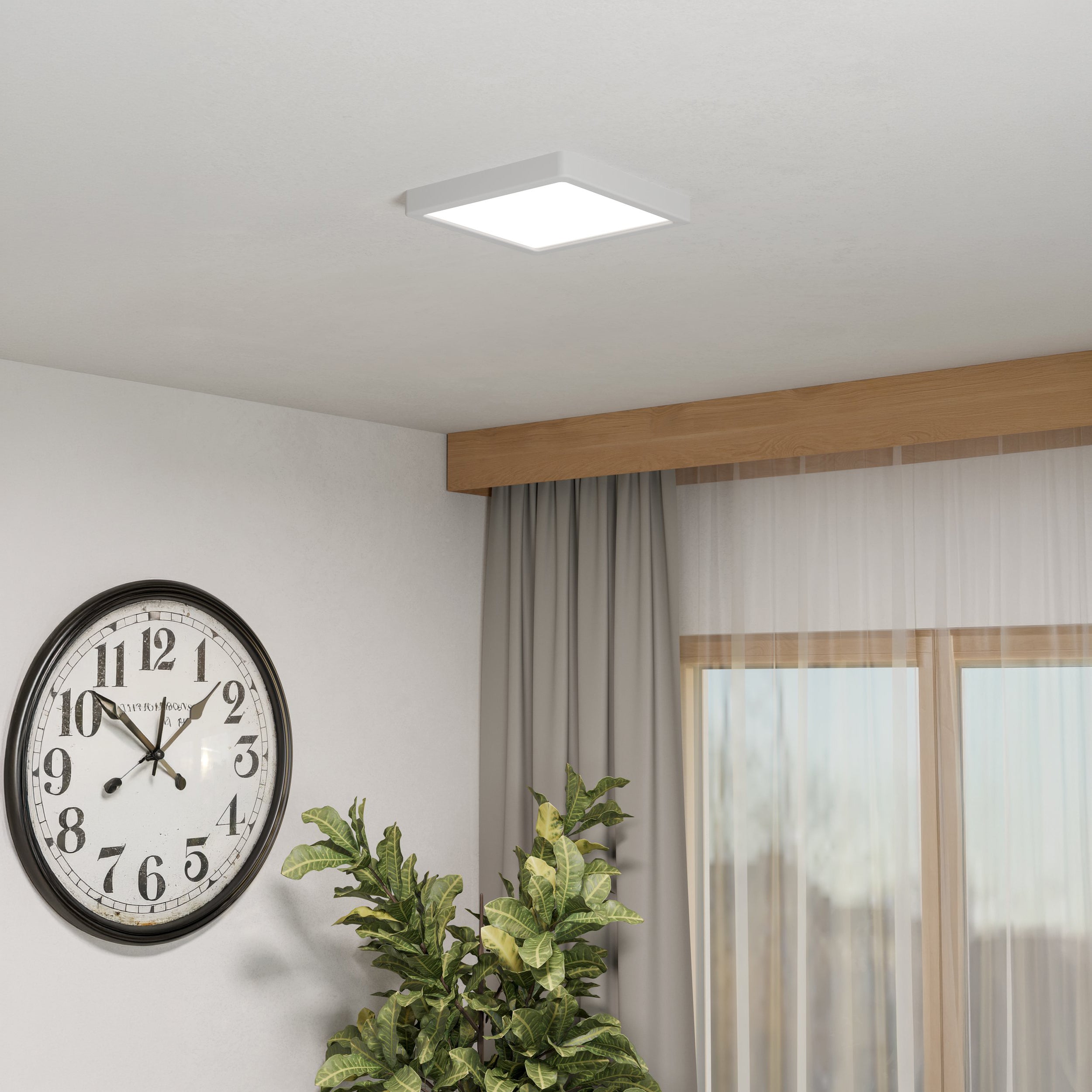 Eglo EU Fueva 6-Z Smart Control RGB IP44 Plastic Square Ceiling Light, 22cm Black product image - Endon Lighting from First Light Direct with great prices and fast UK delivery