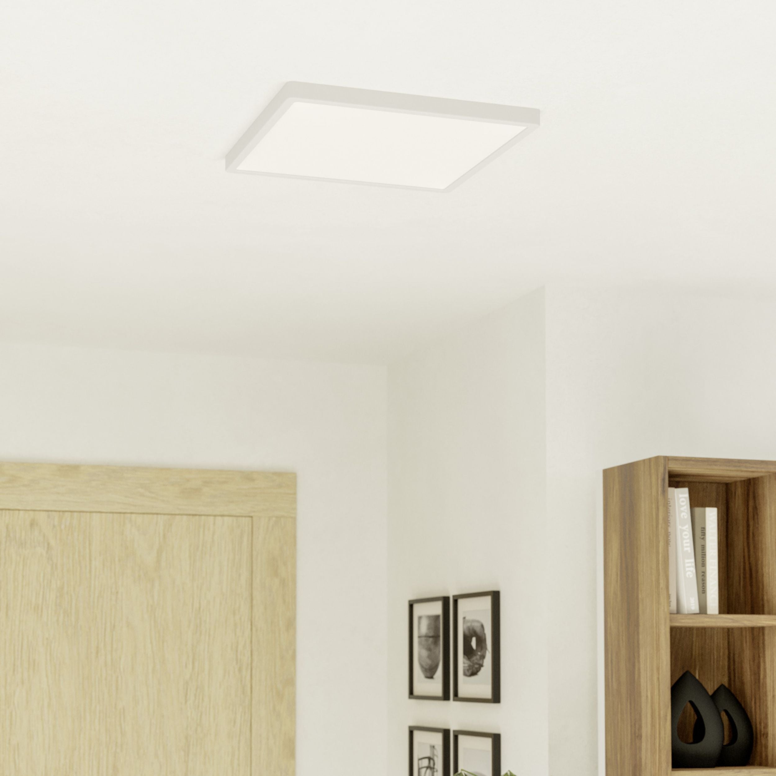 Eglo EU Fueva 6-Z Smart Control RGB IP44 Plastic Round Ceiling Light, 21.1cm Satin Nickel product image - Endon Lighting from First Light Direct with great prices and fast UK delivery